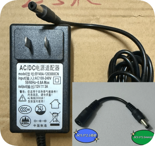 *Brand NEW* Wall-mount Power Adapter White Label 12V 3A Model BY48A-1203000 36W BY48A-120300CN Power Adapter P